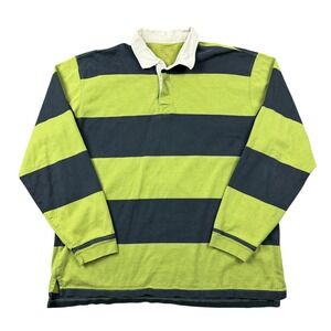 Arrow Shirt Men XL Green Blue Retro Varsity Rugby Polo Long Sleeve Y2K